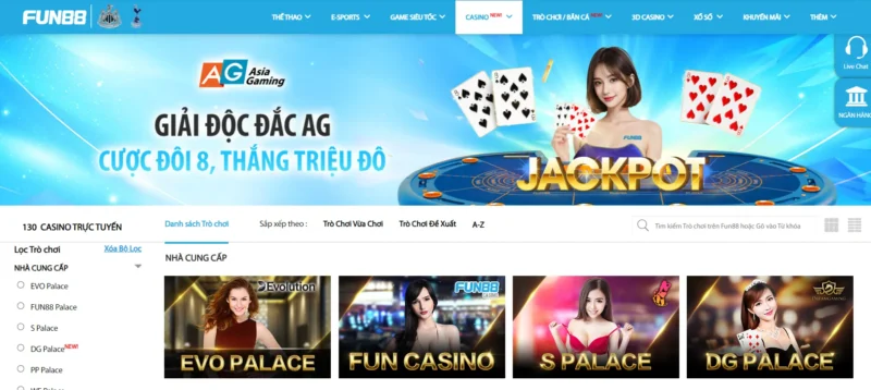 Tổng quan về sảnh cược Casino tại Fun88