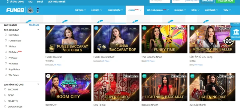 Loạt khác biệt độc đáo giúp Live Casino Fun88 ngày càng có nhiều người chơi