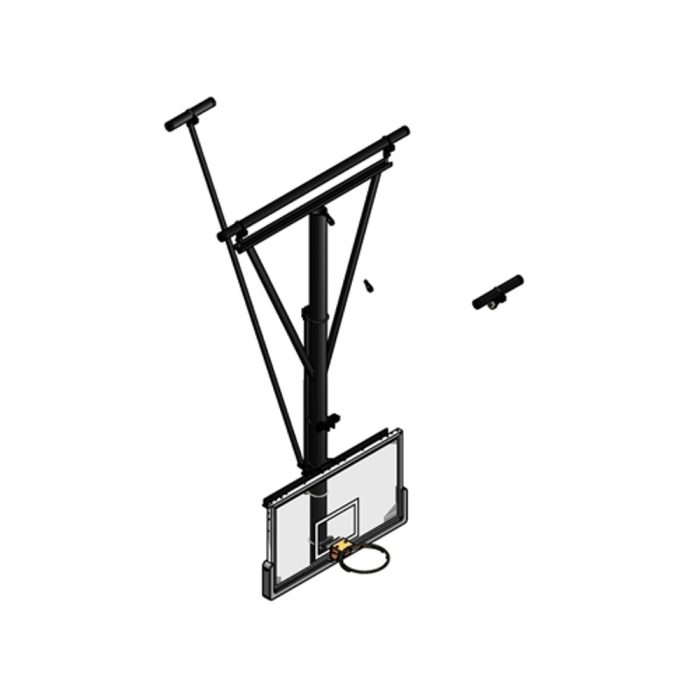 Gared Forward Fold / Rear Braced Ceiling Suspended Basketball Backstop